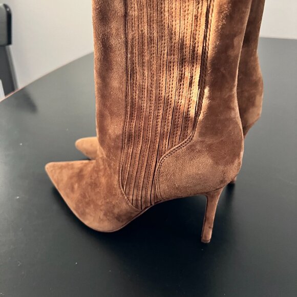 NWOT Veronica Beard Lisa Stiletto-Heel Booties Chestnut 8.5 - Picture 8 of 12